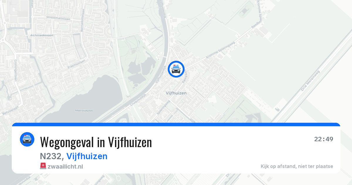 Wegongeval in Vijfhuizen — 22 jul 2026