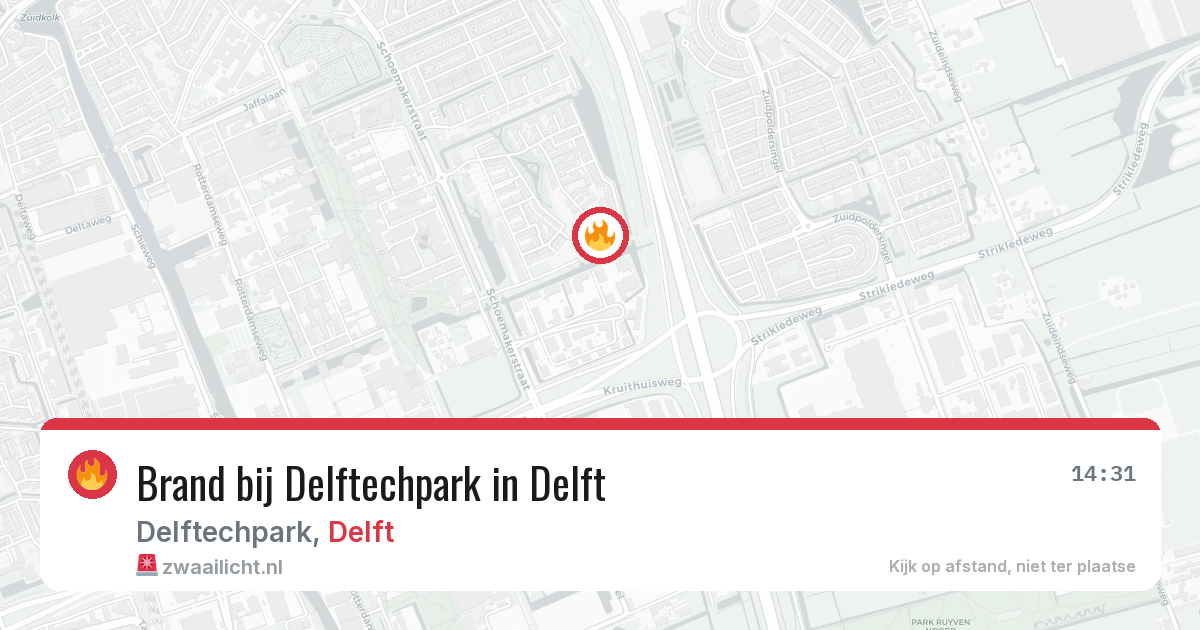 Brand bij Delftechpark in Delft — 19 mrt 2026