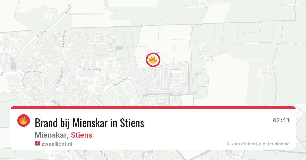 Brand bij Mienskar in Stiens — 26 mei 2026