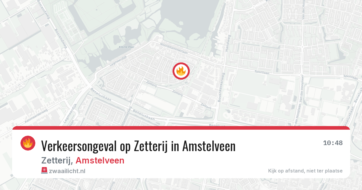 Verkeersongeval op Zetterij in Amstelveen — 13 aug 2026