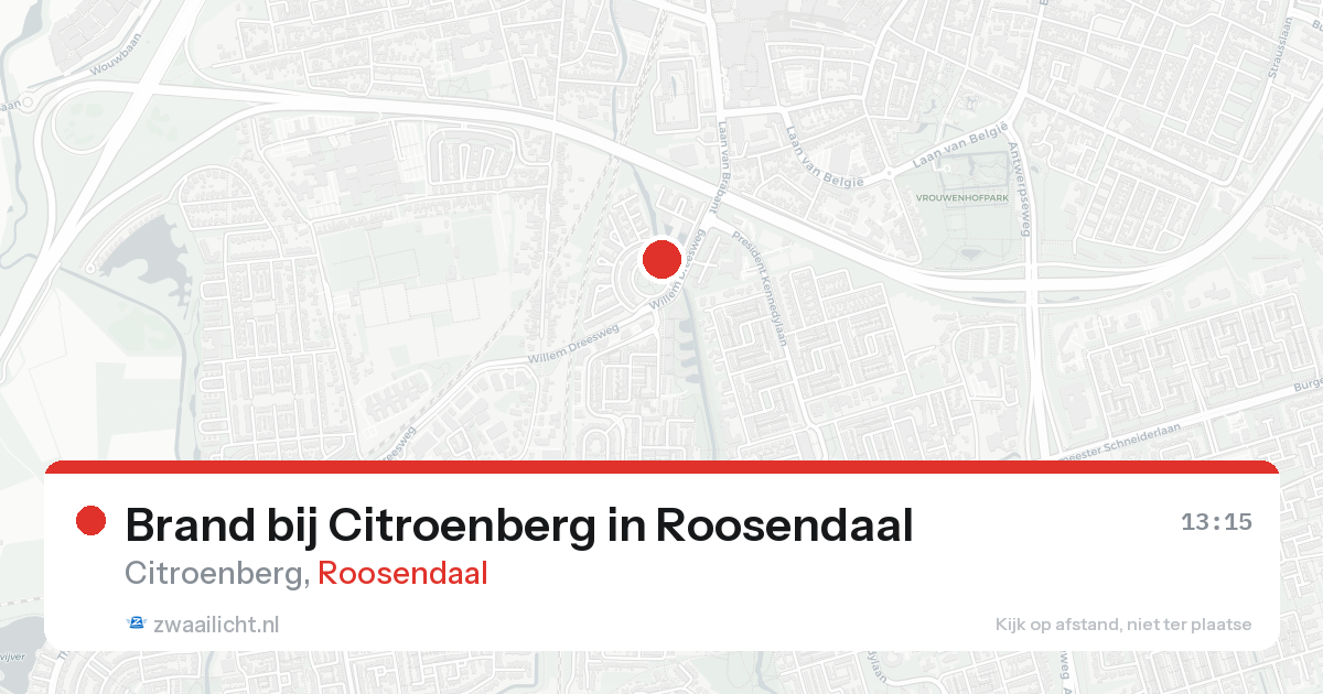 Brand bij Citroenberg in Roosendaal — 17 aug 2026