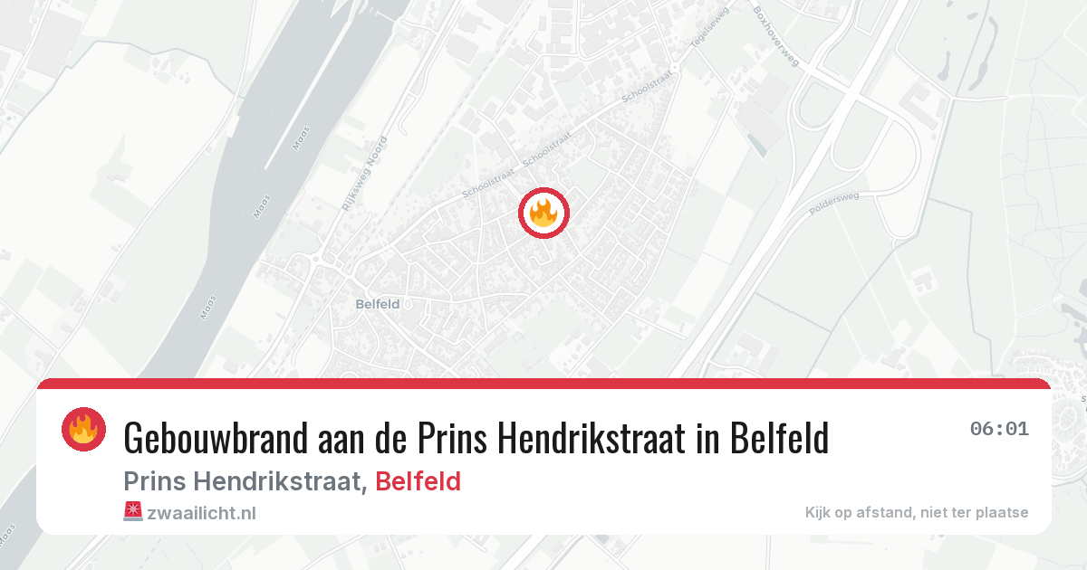 Gebouwbrand aan de Prins Hendrikstraat in Belfeld — 23 jul 2026