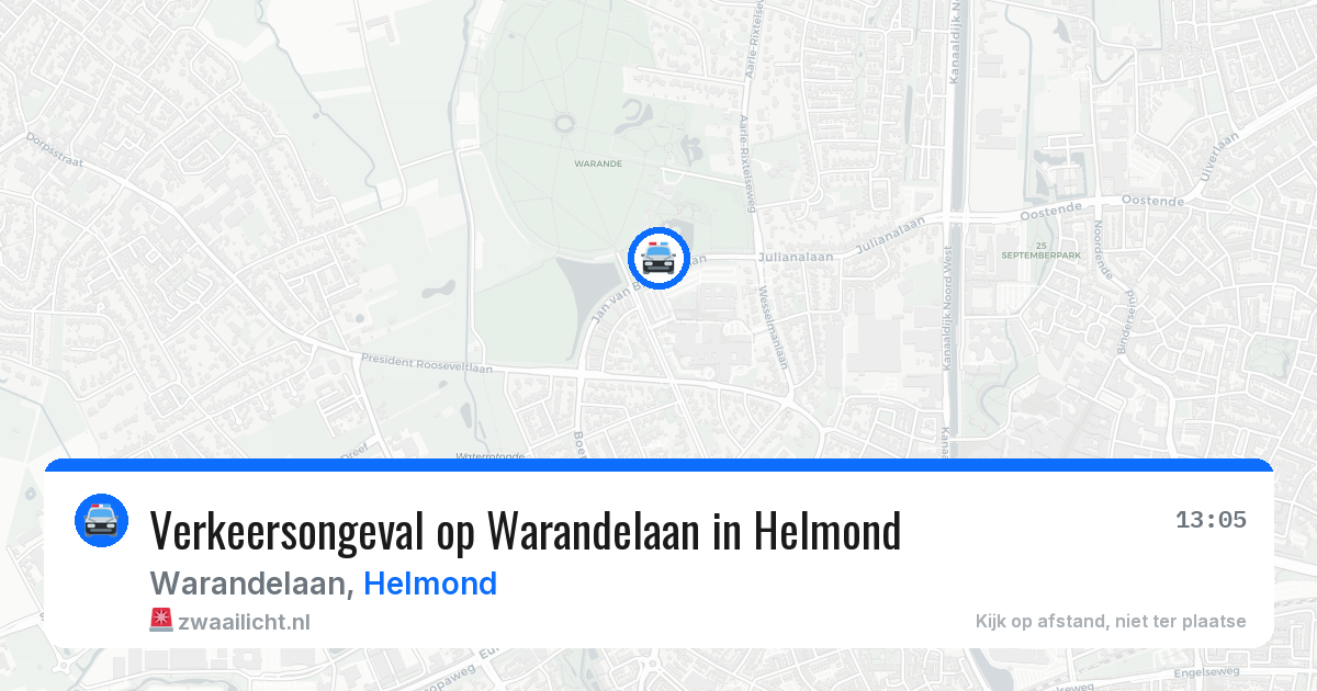 Verkeersongeval op Warandelaan in Helmond — 17 jan 2026