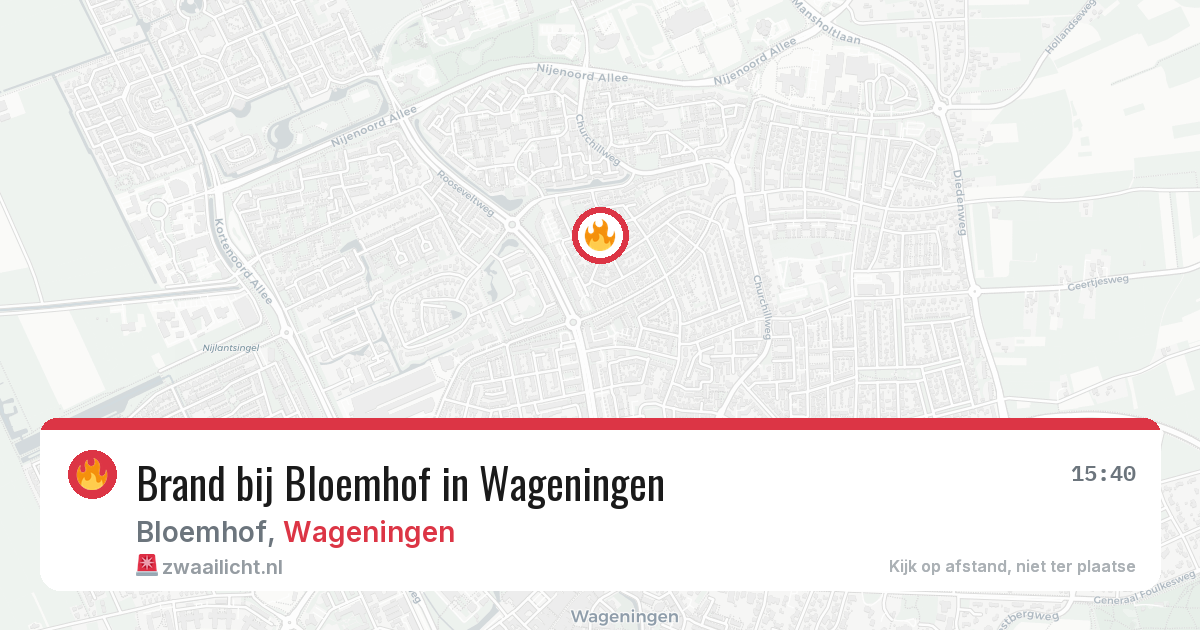 Brand bij Bloemhof in Wageningen — 28 jun 2026