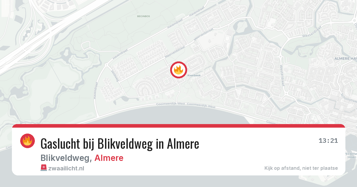 Gaslucht bij Blikveldweg in Almere — 10 jul 2026