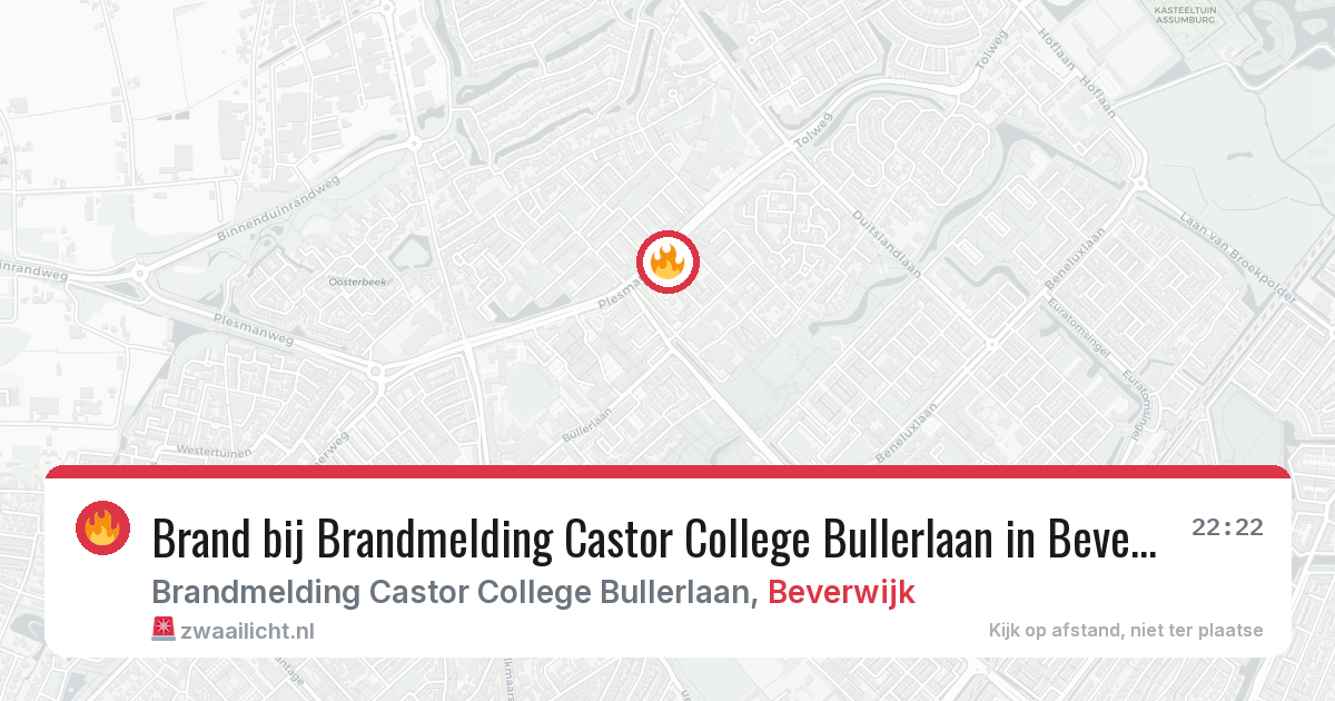 Brand bij Brandmelding Castor College Bullerlaan in Beverwijk — 23 jul 2026