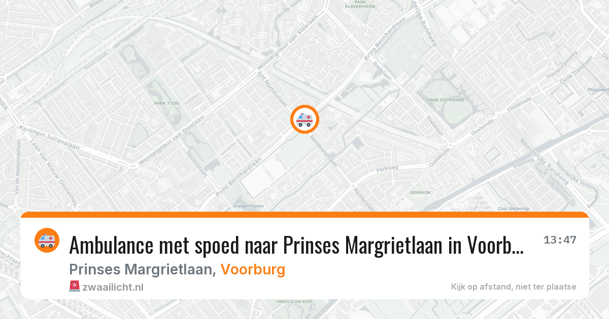 Ambulance met spoed naar Prinses Margrietlaan in Voorburg — 14 aug 2026