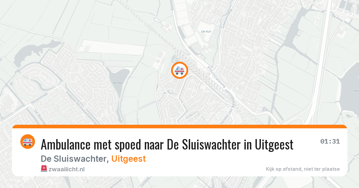 Ambulance met spoed naar De Sluiswachter in Uitgeest — 28 jul 2026