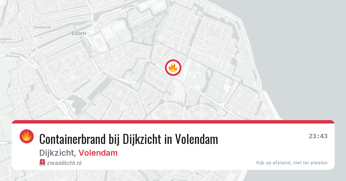 Containerbrand bij Dijkzicht in Volendam — 13 jul 2026