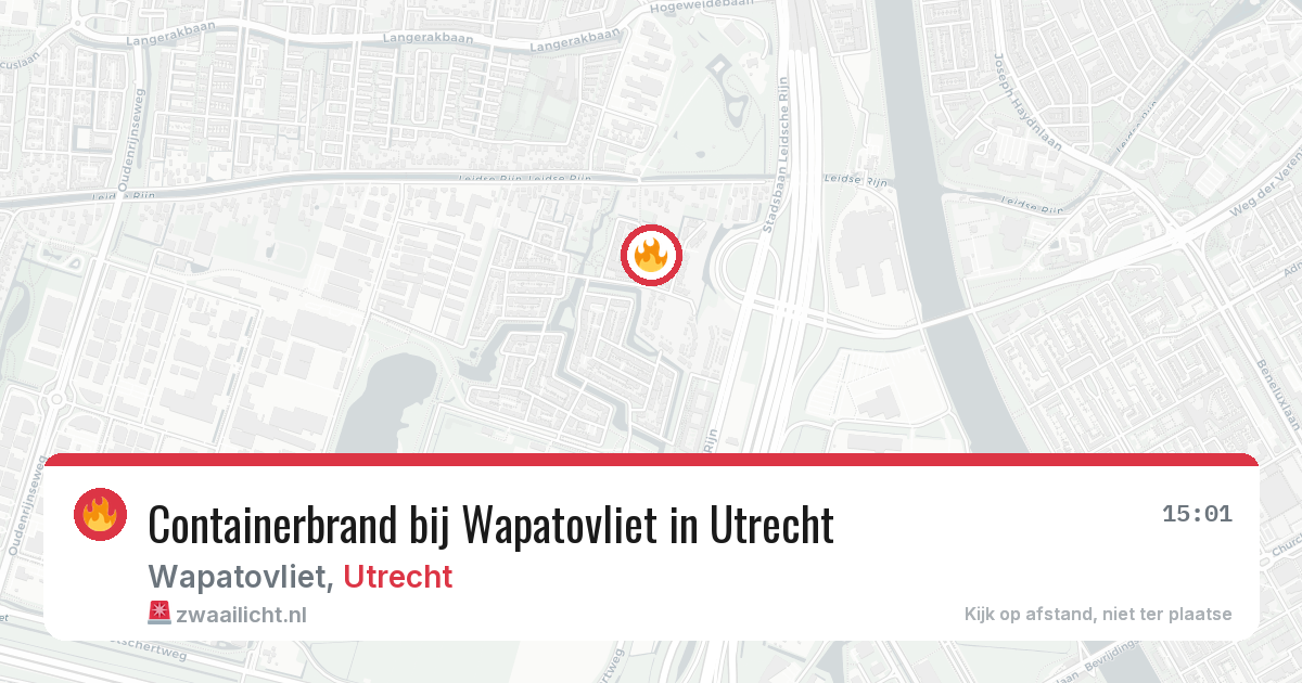 Containerbrand bij Wapatovliet in Utrecht — 9 jul 2026