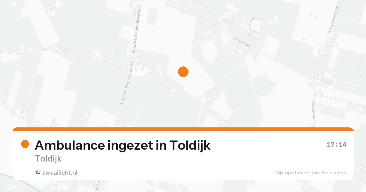 Ambulance ingezet in Toldijk — 20 aug 2026