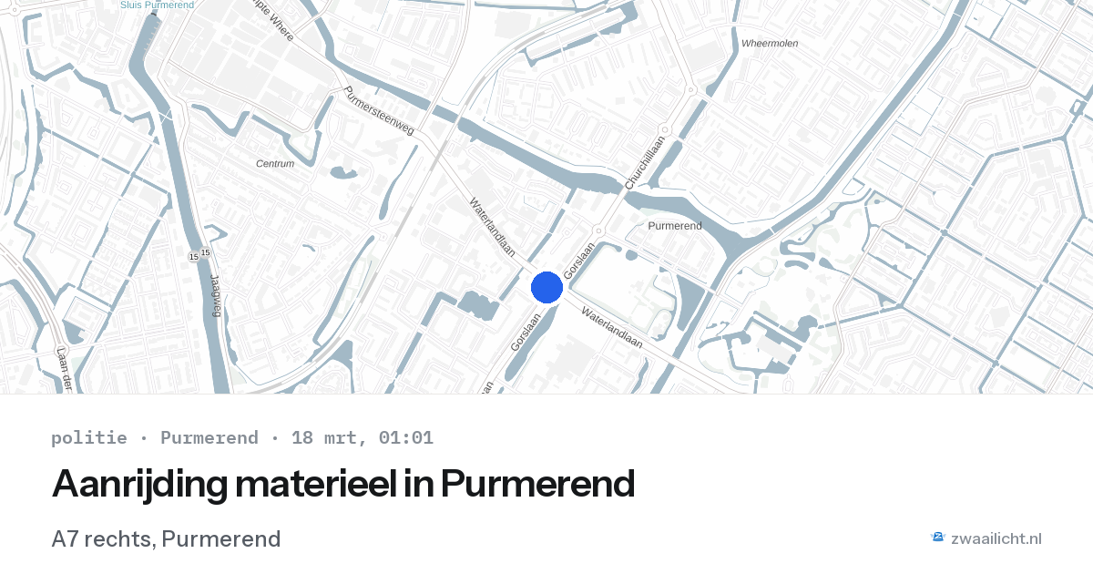 Aanrijding materieel in Purmerend — 18 mrt 2026