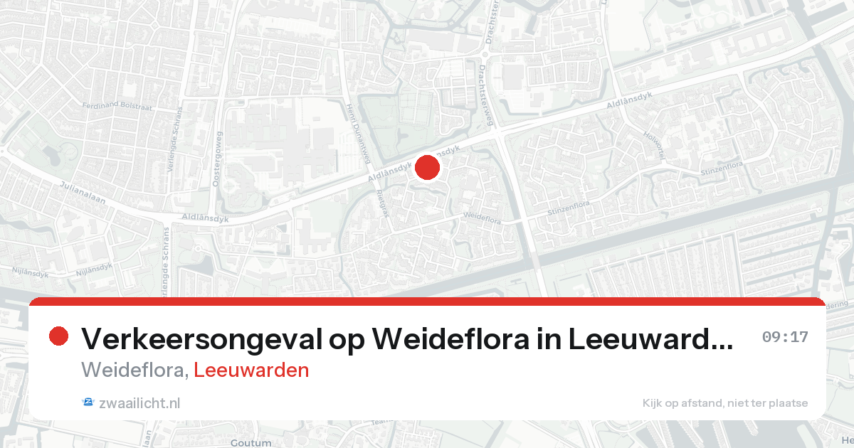 Verkeersongeval op Weideflora in Leeuwarden — 19 aug 2026