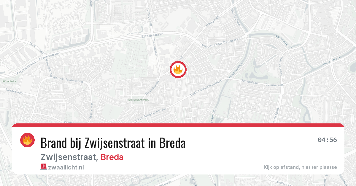 Brand bij Zwijsenstraat in Breda — 8 aug 2026