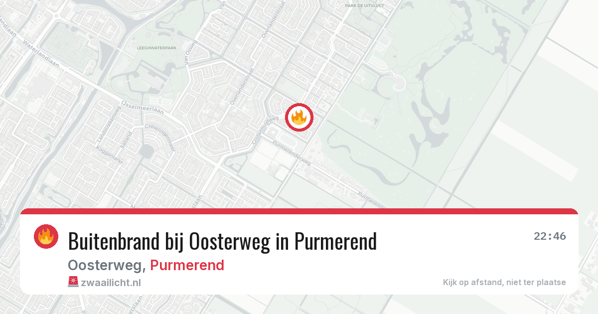 Buitenbrand bij Oosterweg in Purmerend — 6 aug 2026