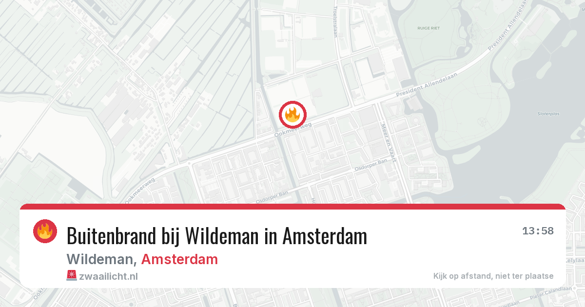 Buitenbrand bij Wildeman in Amsterdam — 22 apr 2026