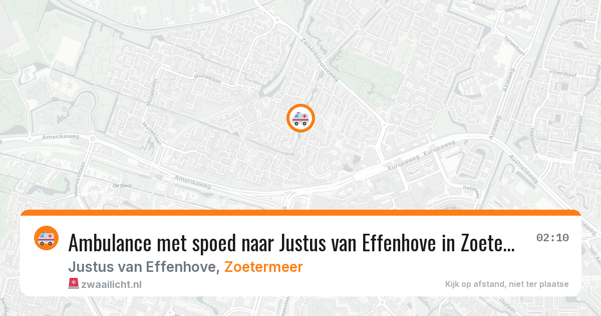 Ambulance met spoed naar Justus van Effenhove in Zoetermeer — 13 jun 2026
