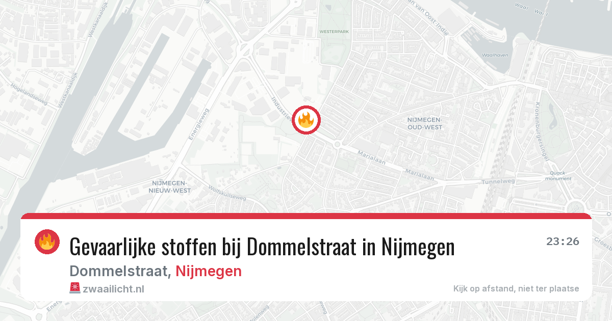 Gevaarlijke stoffen bij Dommelstraat in Nijmegen — 14 aug 2026