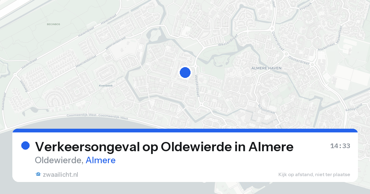 Verkeersongeval op Oldewierde in Almere — 25 aug 2026