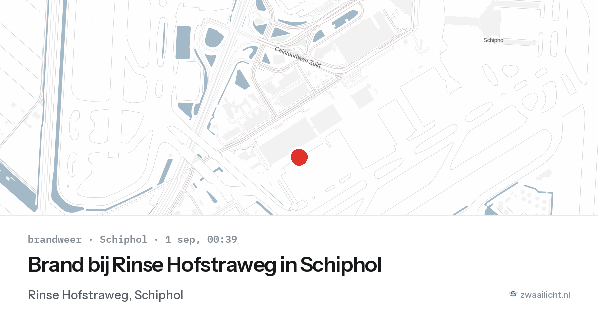 Brand bij Rinse Hofstraweg in Schiphol — 31 aug 2026