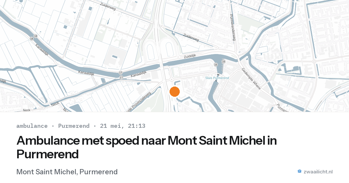 Ambulance met spoed naar Mont Saint Michel in Purmerend — 21 mei 2026