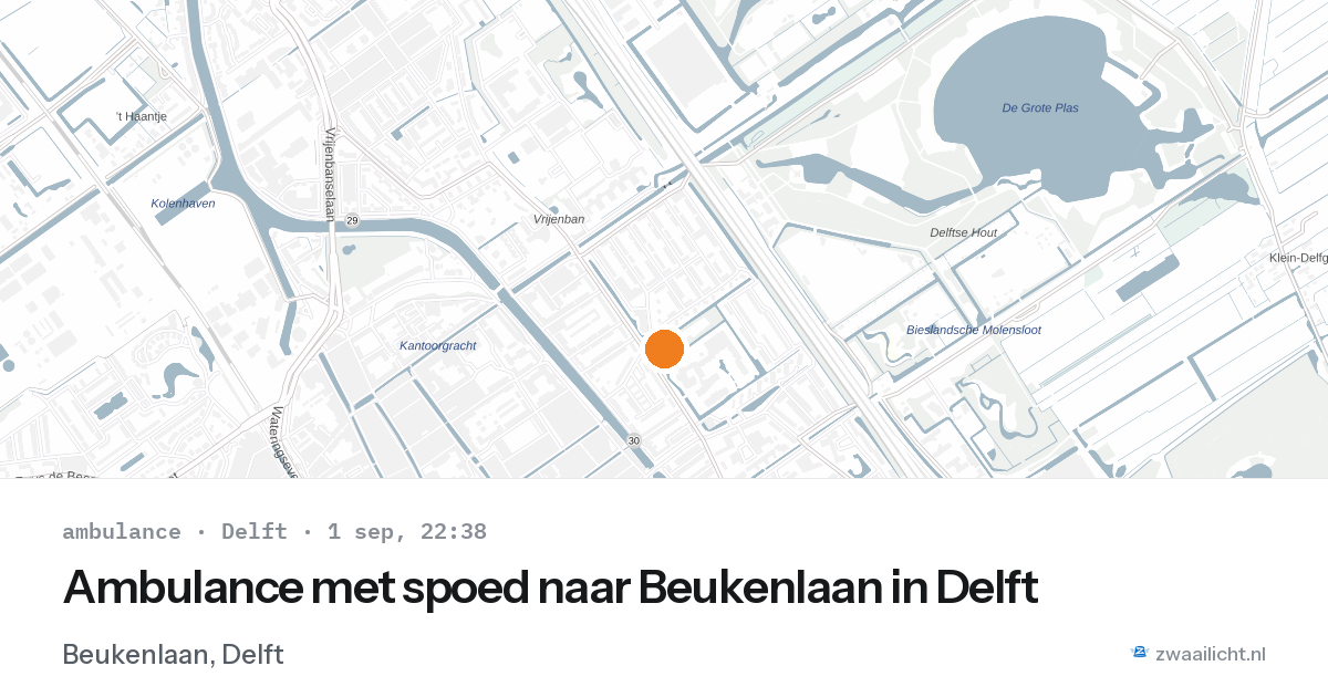 Ambulance met spoed naar Beukenlaan in Delft — 1 sep 2026