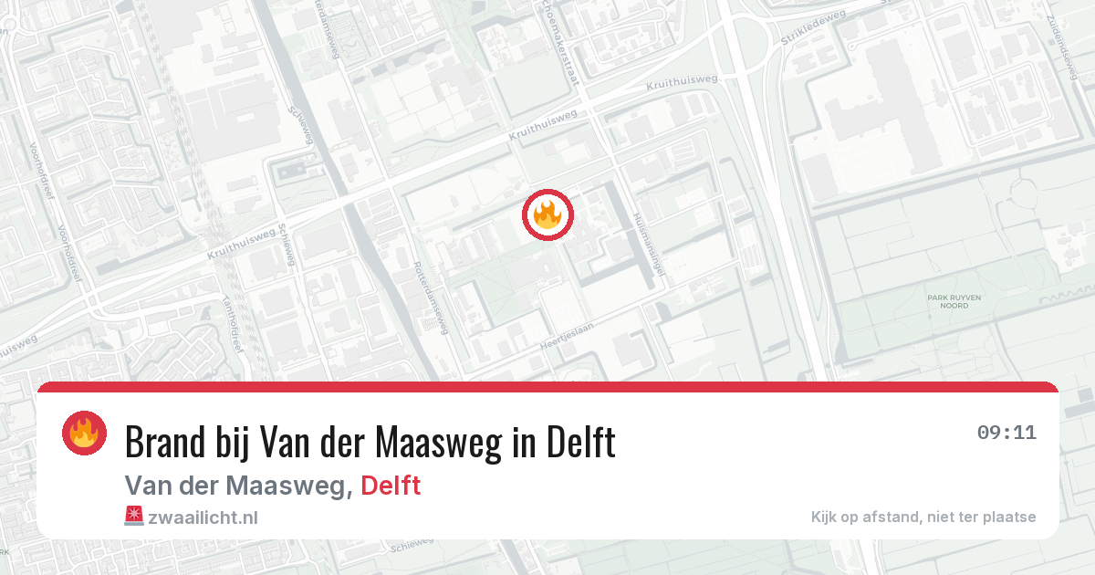 Brand bij Van der Maasweg in Delft — 31 jul 2026