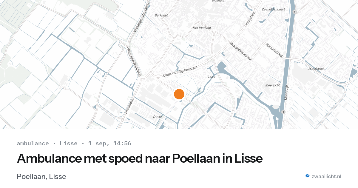Ambulance met spoed naar Poellaan in Lisse — 1 sep 2026