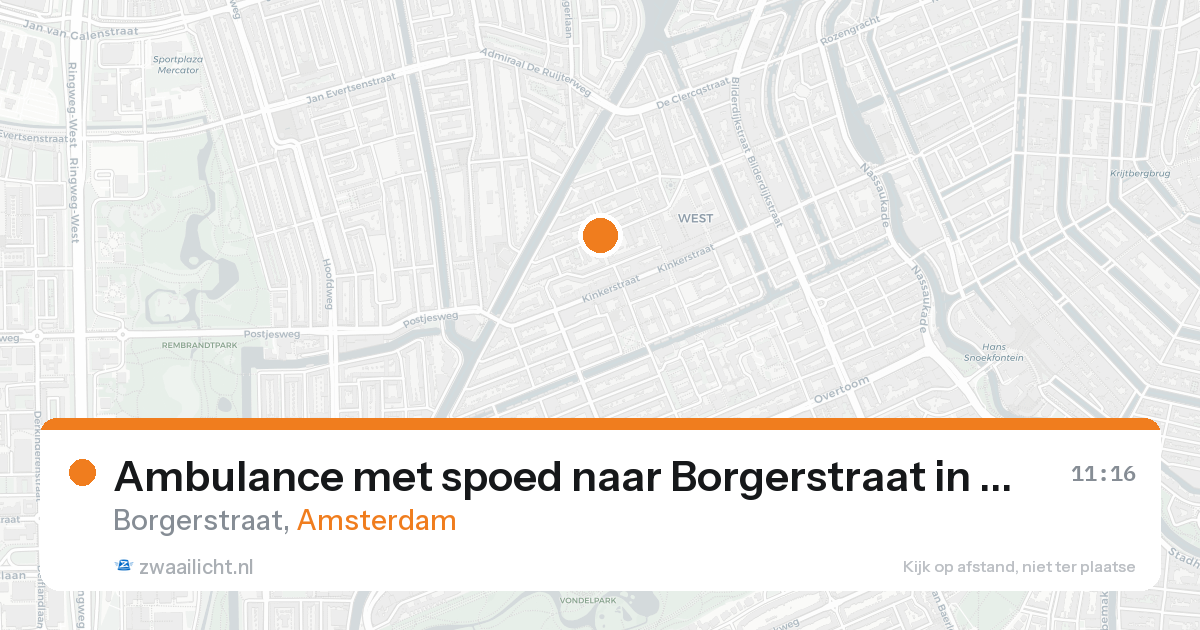 Ambulance met spoed naar Borgerstraat in Amsterdam — 15 aug 2026