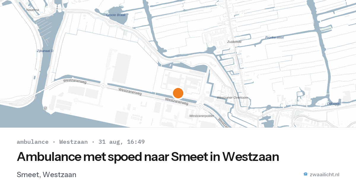 Ambulance met spoed naar Smeet in Westzaan — 31 aug 2026