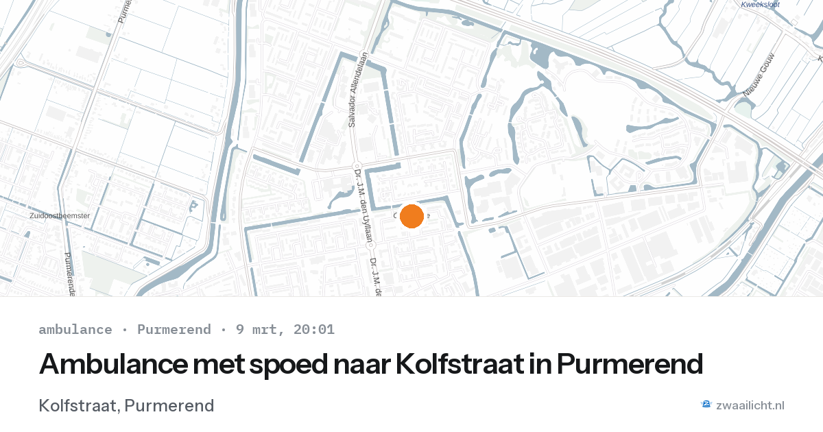 Ambulance met spoed naar Kolfstraat in Purmerend — 9 mrt 2026