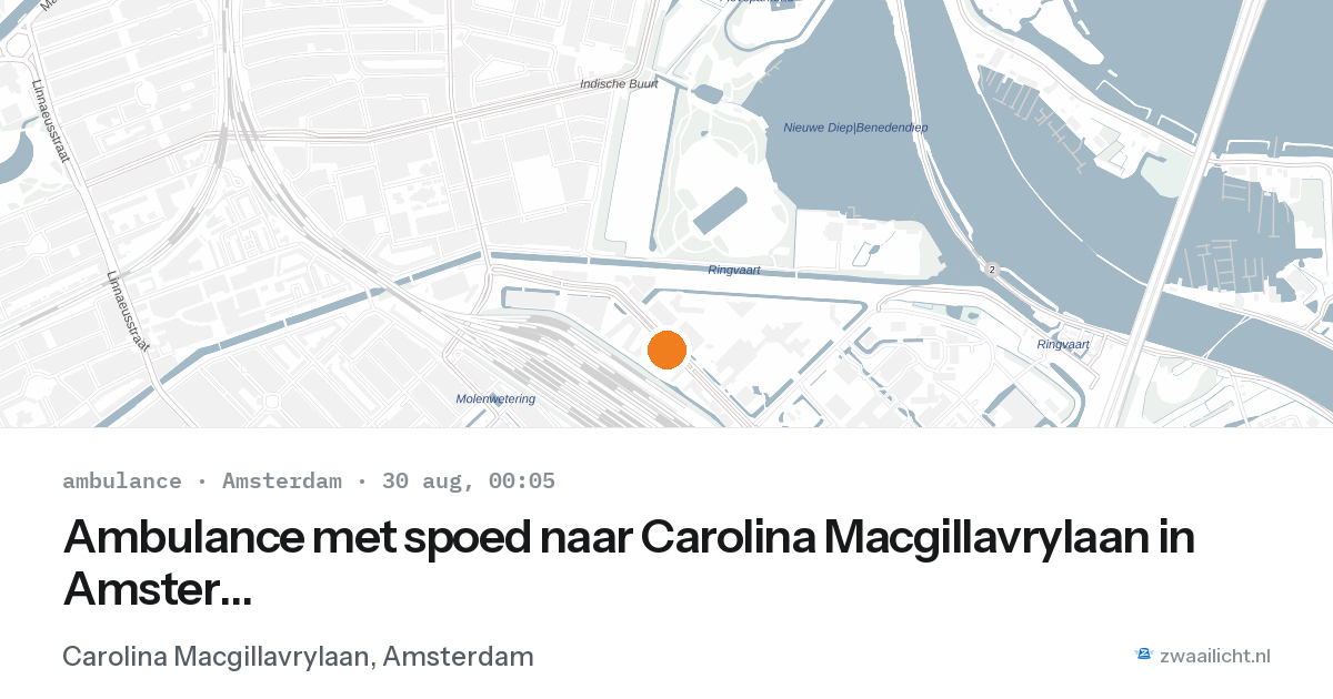 Ambulance met spoed naar Carolina Macgillavrylaan in Amsterdam — 29 aug 2026