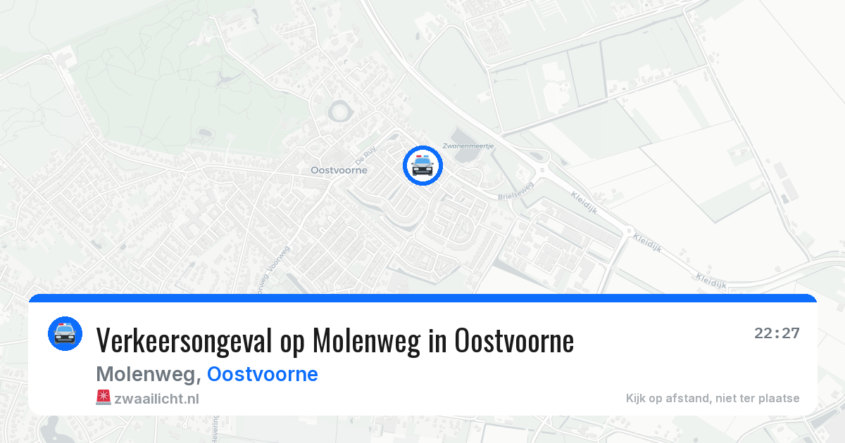 Verkeersongeval op Molenweg in Oostvoorne — 9 aug 2026