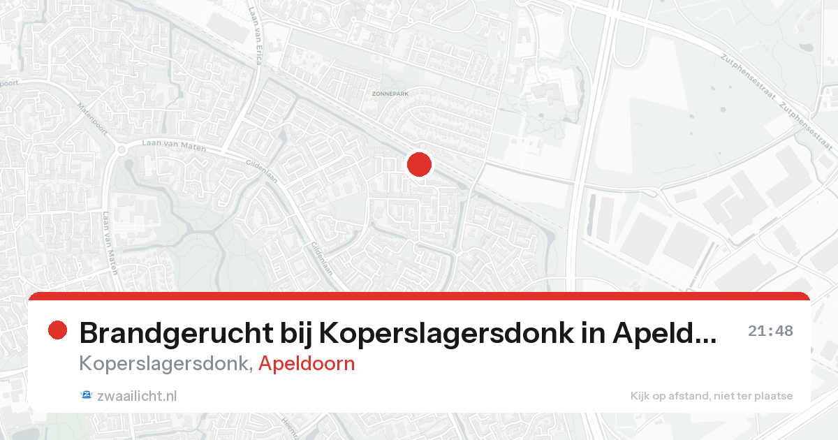 Brandgerucht bij Koperslagersdonk in Apeldoorn — 16 aug 2026