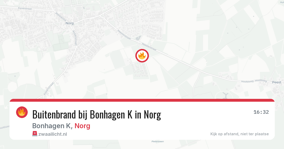 Buitenbrand bij Bonhagen K in Norg — 4 aug 2026