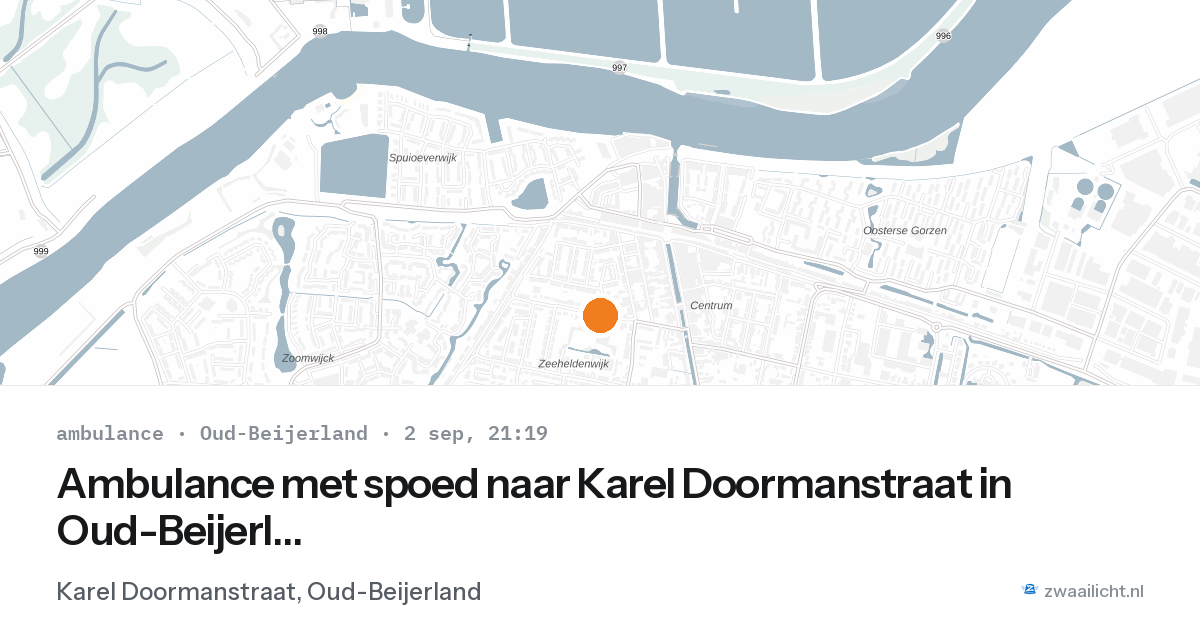 Ambulance met spoed naar Karel Doormanstraat in Oud-Beijerland — 2 sep 2026