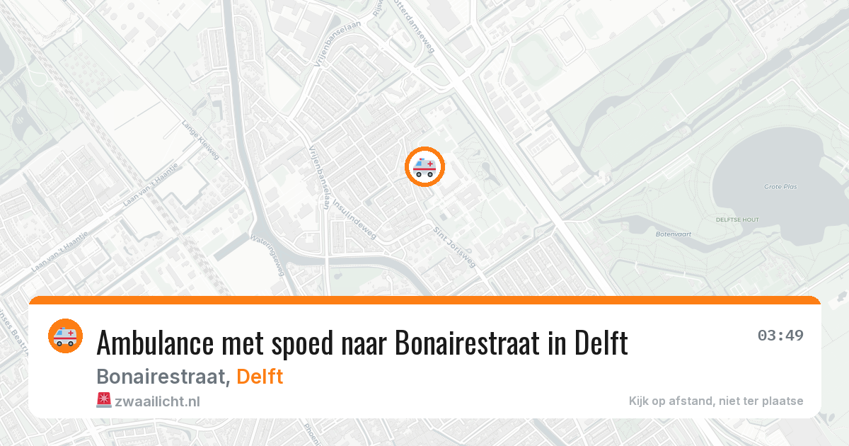 Ambulance met spoed naar Bonairestraat in Delft — 13 jun 2026