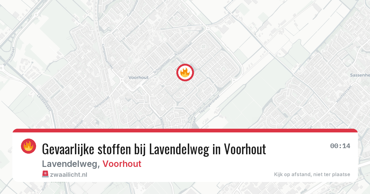 Gevaarlijke stoffen bij Lavendelweg in Voorhout — 3 aug 2026