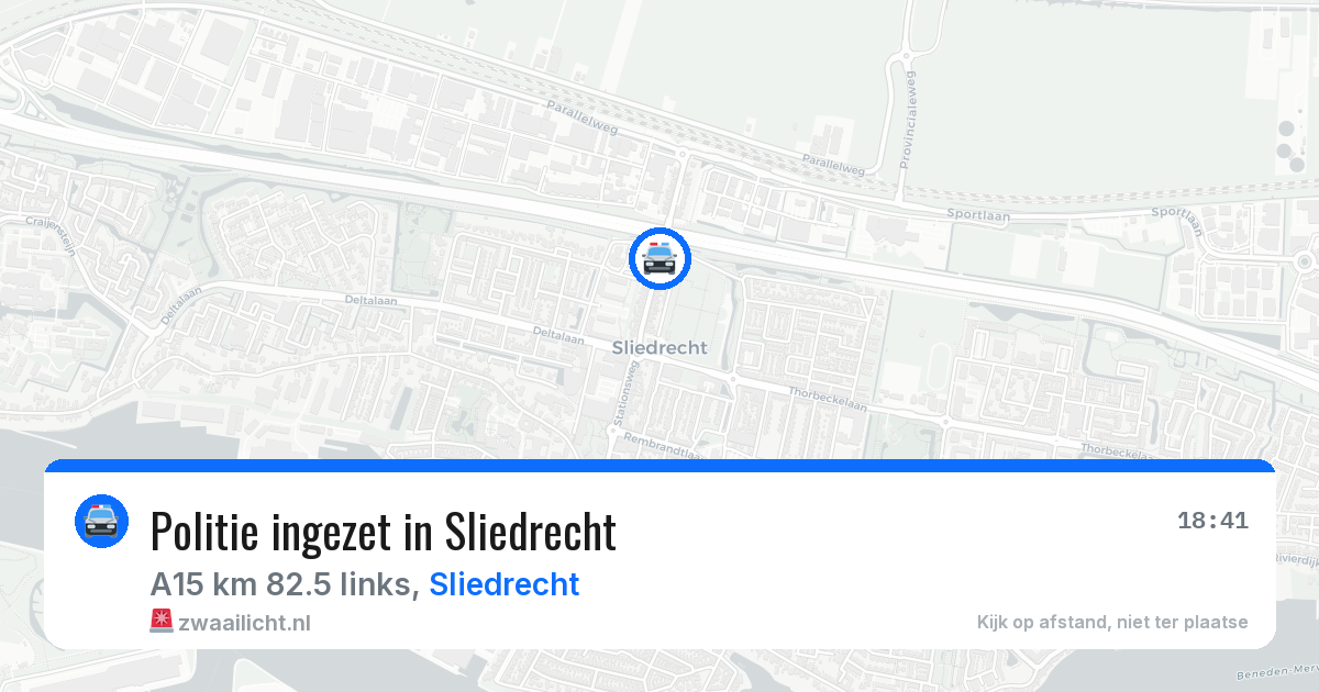 Politie ingezet in Sliedrecht — 27 jul 2026 | 🚨 Zwaailicht.nl