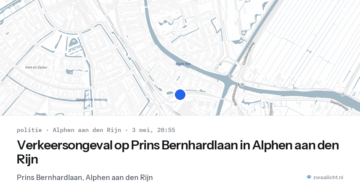 Verkeersongeval op Prins Bernhardlaan in Alphen aan den Rijn — 3 mei 2026