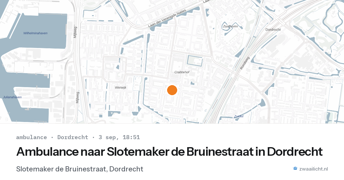 Ambulance naar Slotemaker de Bruinestraat in Dordrecht — 3 sep 2026