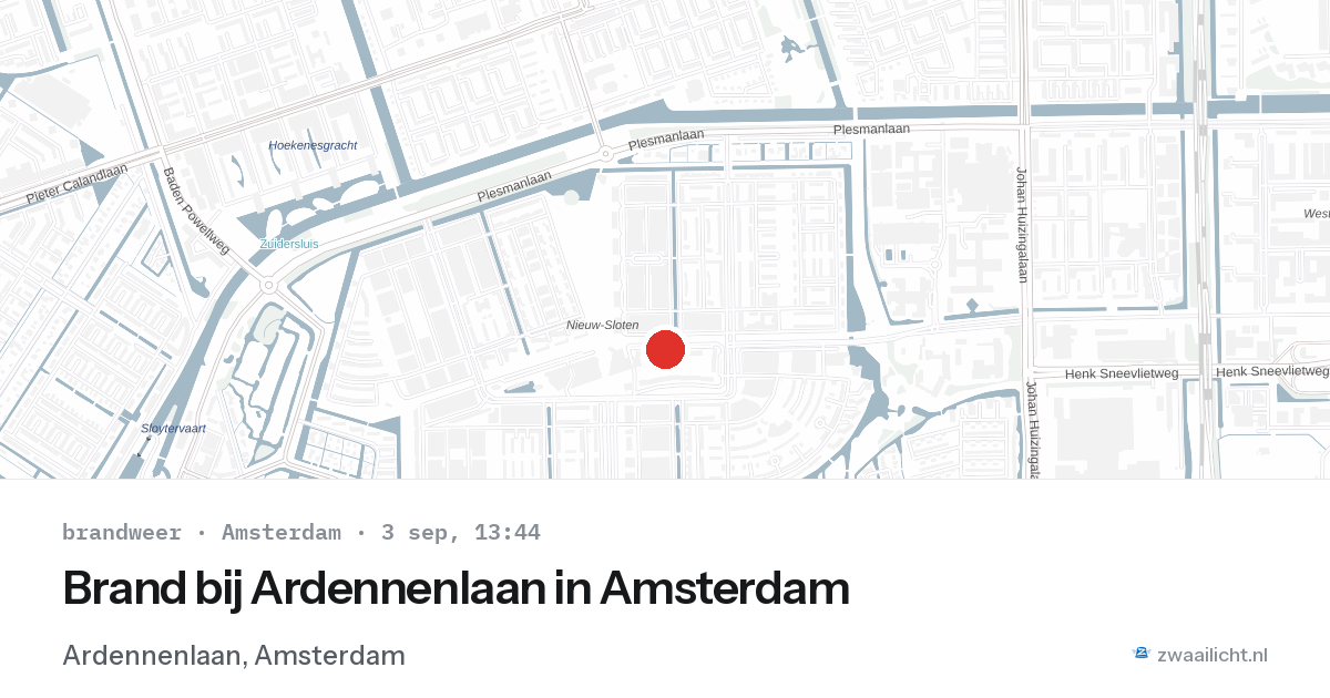 Brand bij Ardennenlaan in Amsterdam — 3 sep 2026