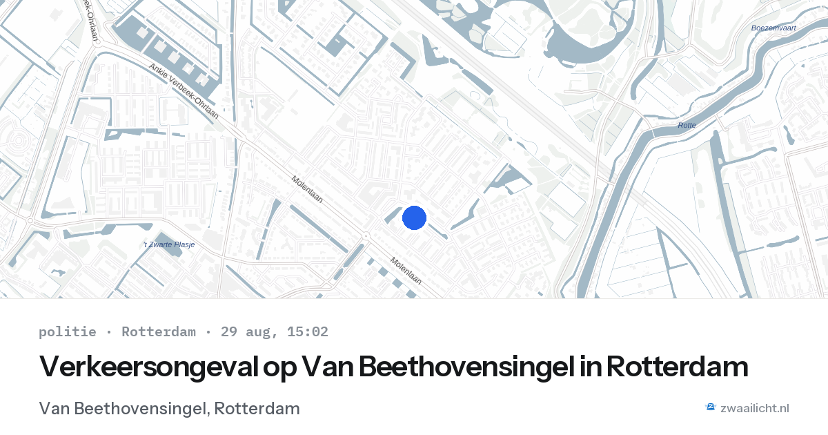 Verkeersongeval op Van Beethovensingel in Rotterdam — 29 aug 2026