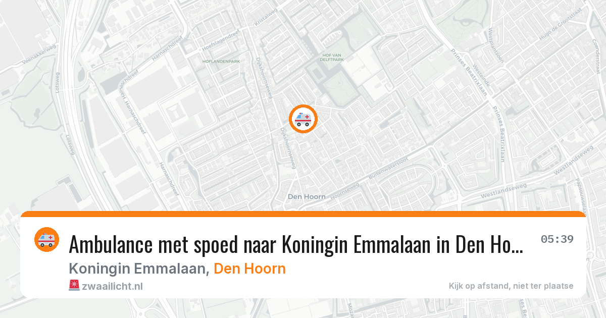 Ambulance met spoed naar Koningin Emmalaan in Den Hoorn — 22 jun 2026