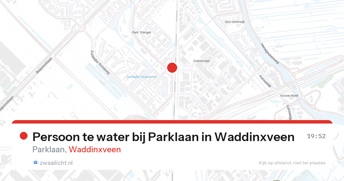 Persoon te water bij Parklaan in Waddinxveen — 7 mrt 2026