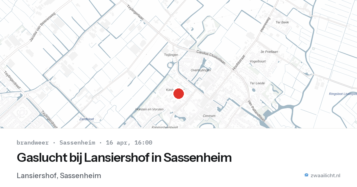 Gaslucht bij Lansiershof in Sassenheim — 16 apr 2026