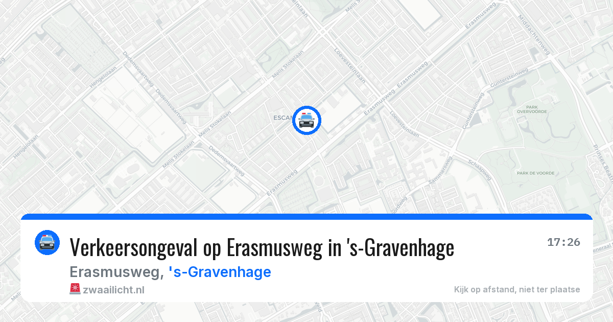 Verkeersongeval op Erasmusweg in 's-Gravenhage — 13 aug 2026