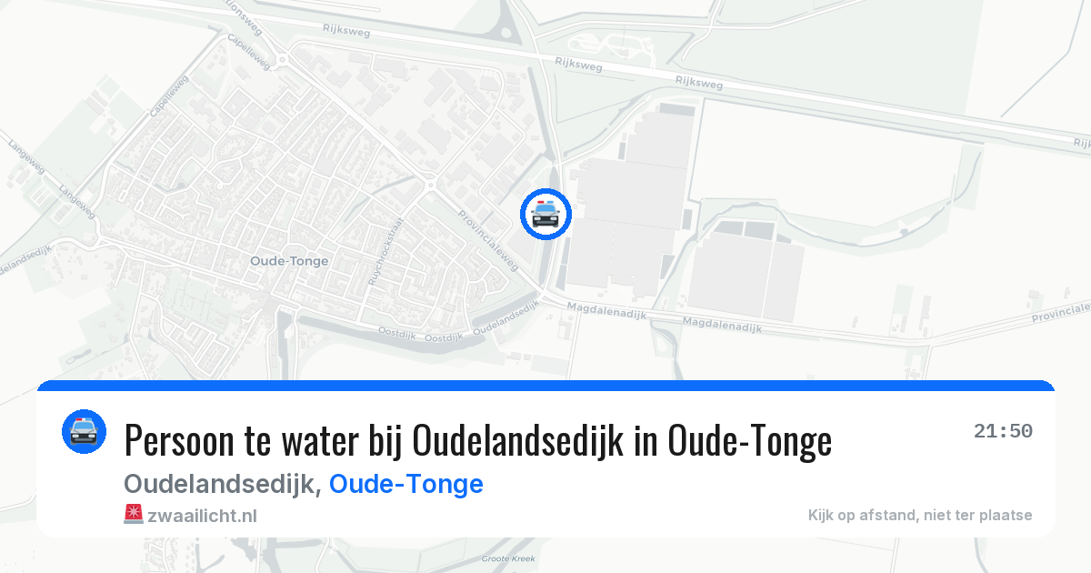 Persoon te water bij Oudelandsedijk in Oude-Tonge — 27 jul 2026