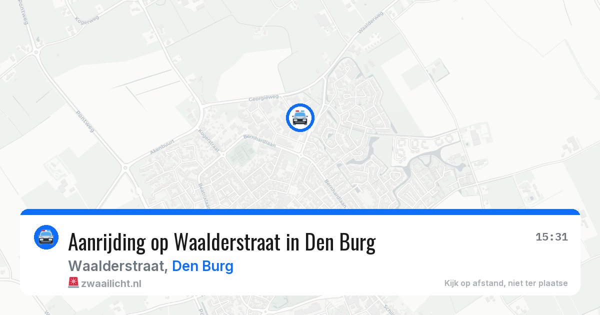 Aanrijding op Waalderstraat in Den Burg — 16 jun 2026