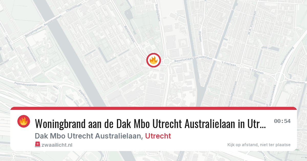 Woningbrand aan de Dak Mbo Utrecht Australielaan in Utrecht — 19 jun 2026